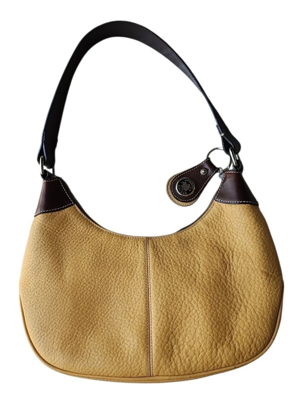 Vintage Dooney & Bourke Pebbled Leather Crescent Hobo Bag Yellow Y2K